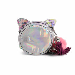 Oh My Pop Wings-Bolso Bandolera Redondo Pequeño, Plateado