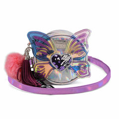 Oh My Pop Wings-Bolso Bandolera Redondo Pequeño, Plateado