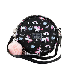 Oh My Pop Unicorn-Round Shoulder Bag, Black