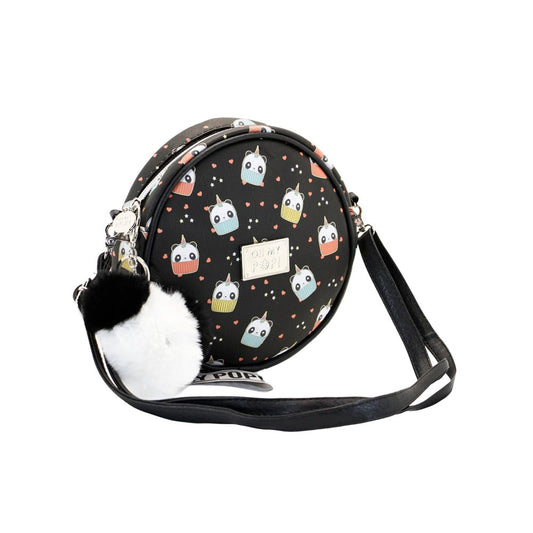 Oh My Pop Pandicorn-Round Shoulder Bag, Black