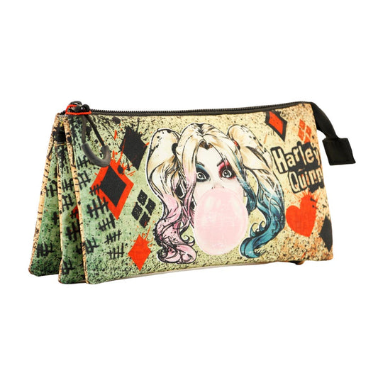 DC Comics Harley Quinn Mad Love-Triple Pencil Case, Beige