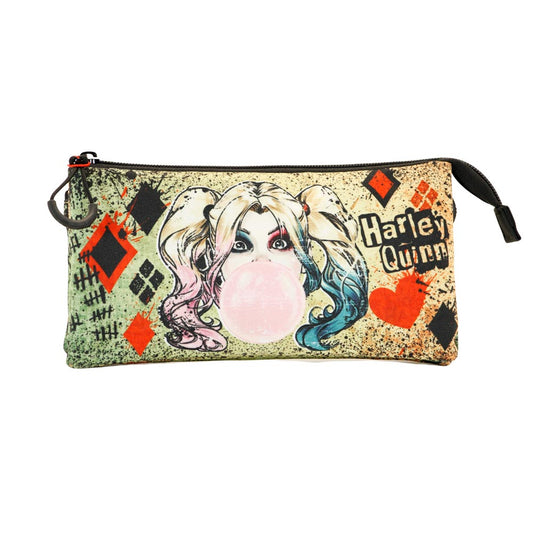DC Comics Harley Quinn Mad Love-Triple Pencil Case, Beige