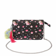 Oh My Pop Popnicorn-Bolso Bandolera Satchel Cadena, Negro