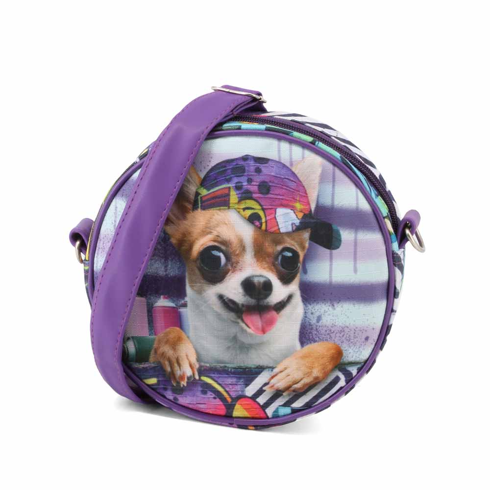 Karactermania Krazymals Chihuahua-Bolso Bandolera Redondo, Lila