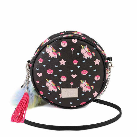Oh My Pop Popnicorn-Round Shoulder Bag, Black
