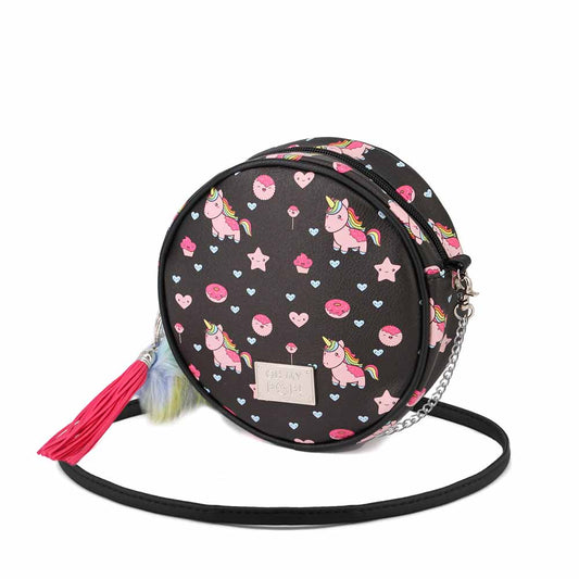 Oh My Pop Popnicorn-Round Shoulder Bag, Black