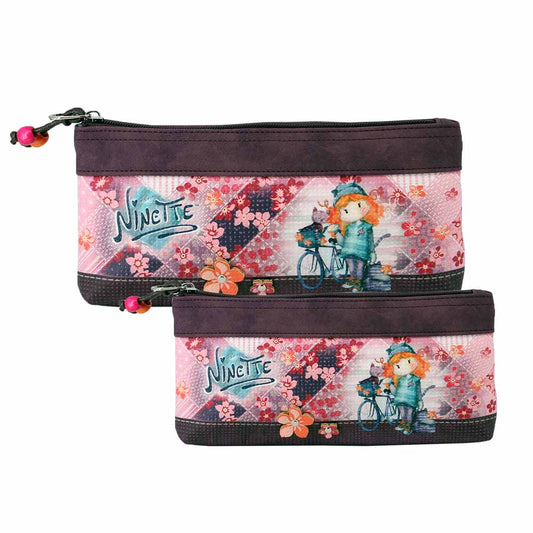 Forever Ninette Bicycle-Set of Two Toilet Bags, Bordeaux