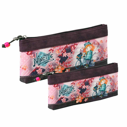 Forever Ninette Bicycle-Set of Two Toilet Bags, Bordeaux