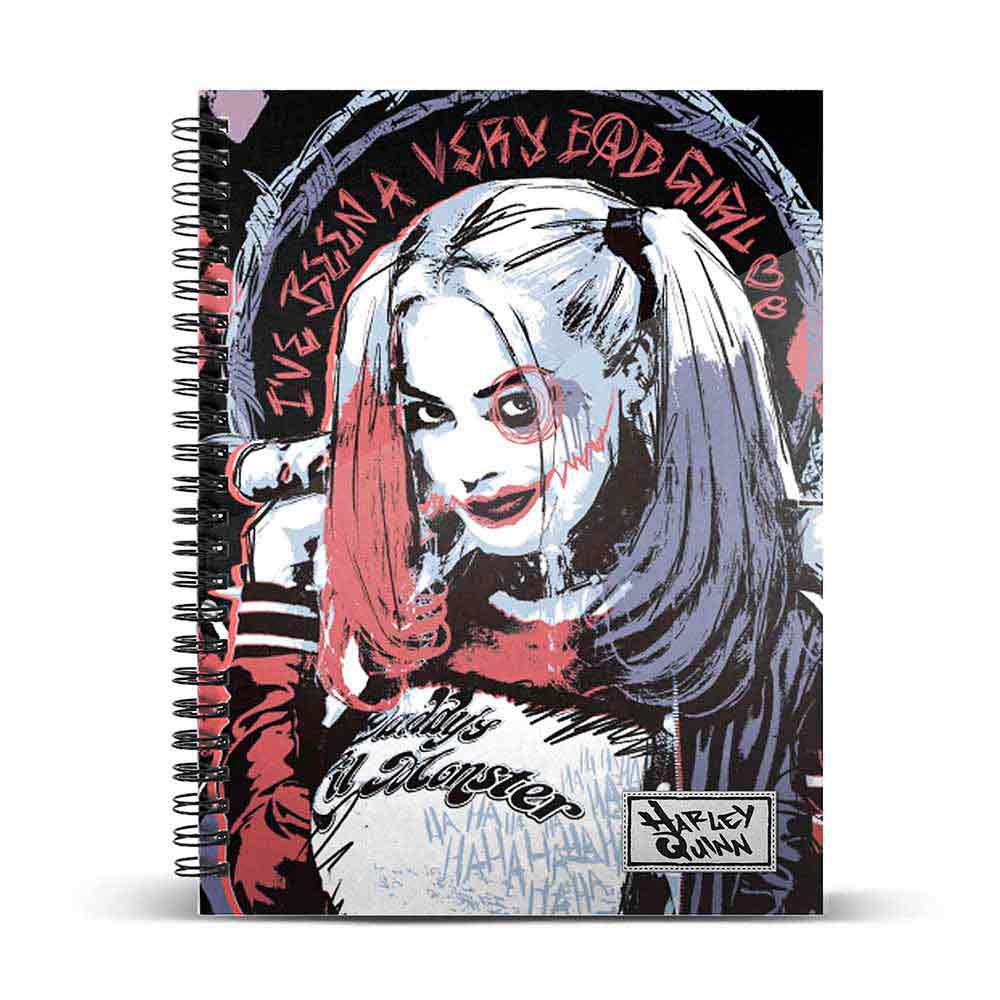 Cahier A4 Papier Quadrillé Harley Quinn Crazy
