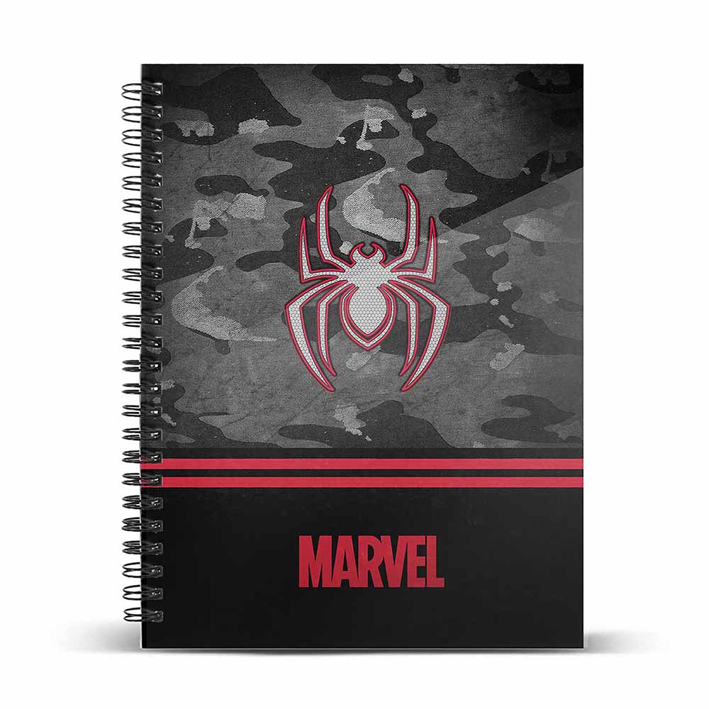 A4 Notebook Striped Paper Spiderman Dark