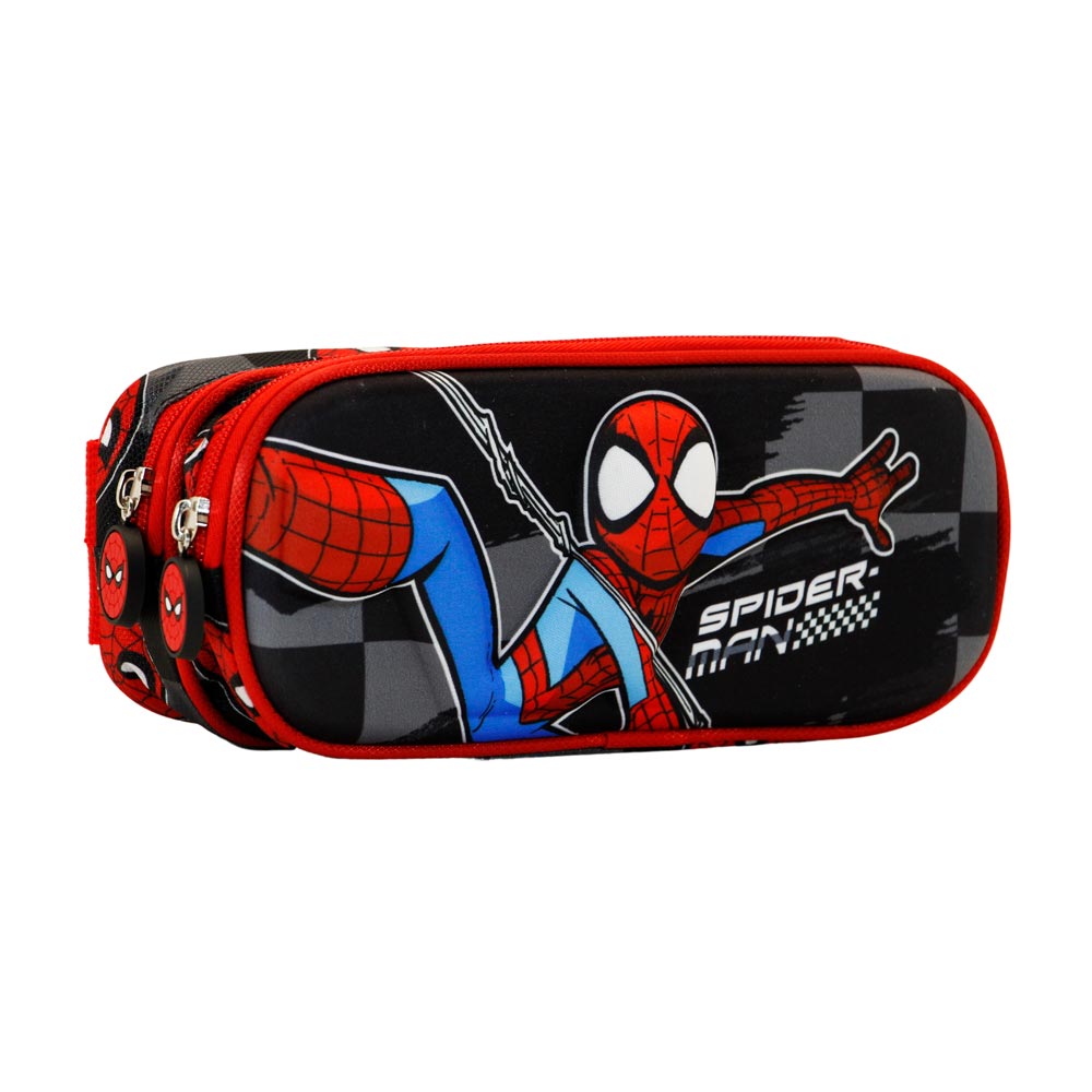 3D Double Pencil Case Spiderman Rally