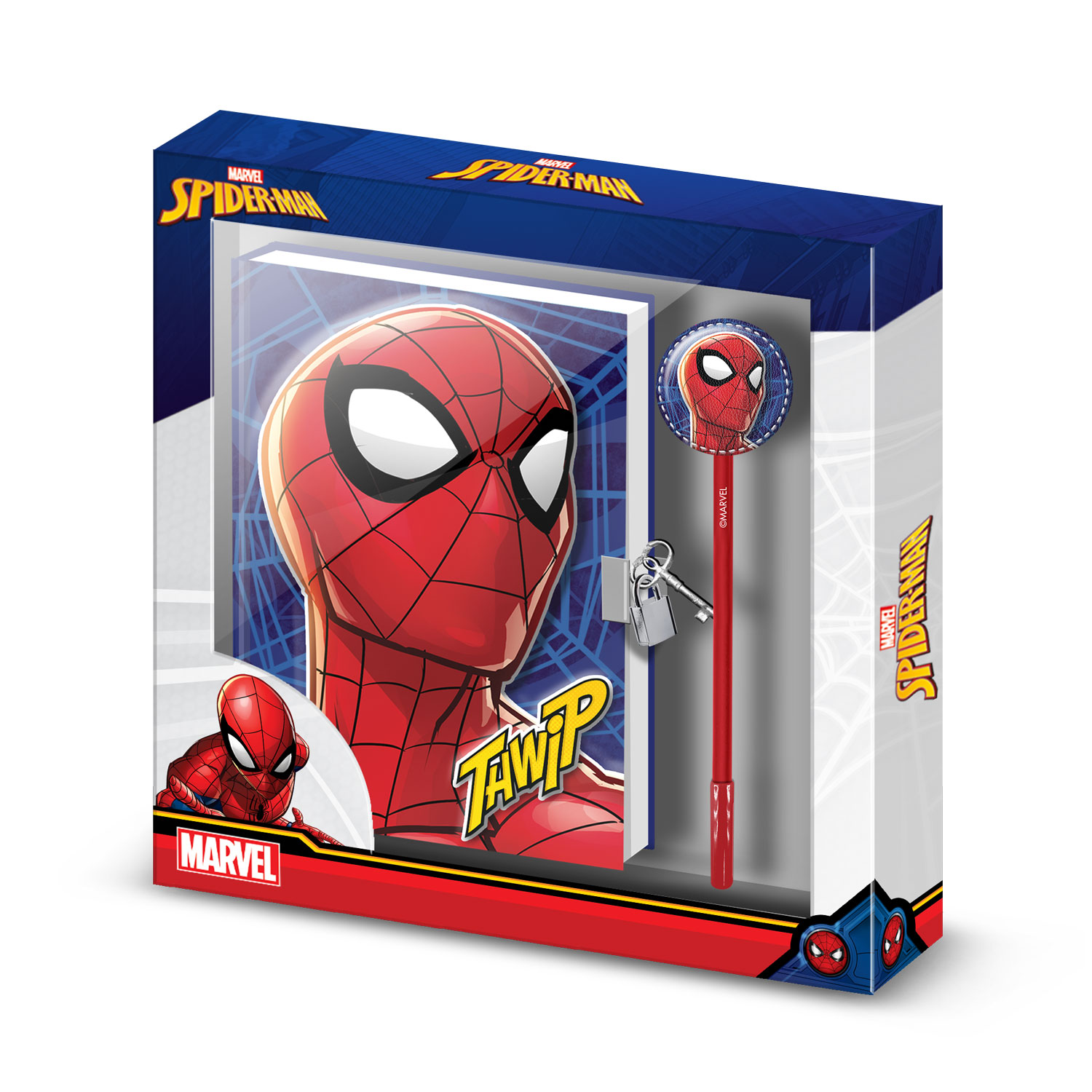 Diario con Llave+Lápiz Fashion Spiderman Sides