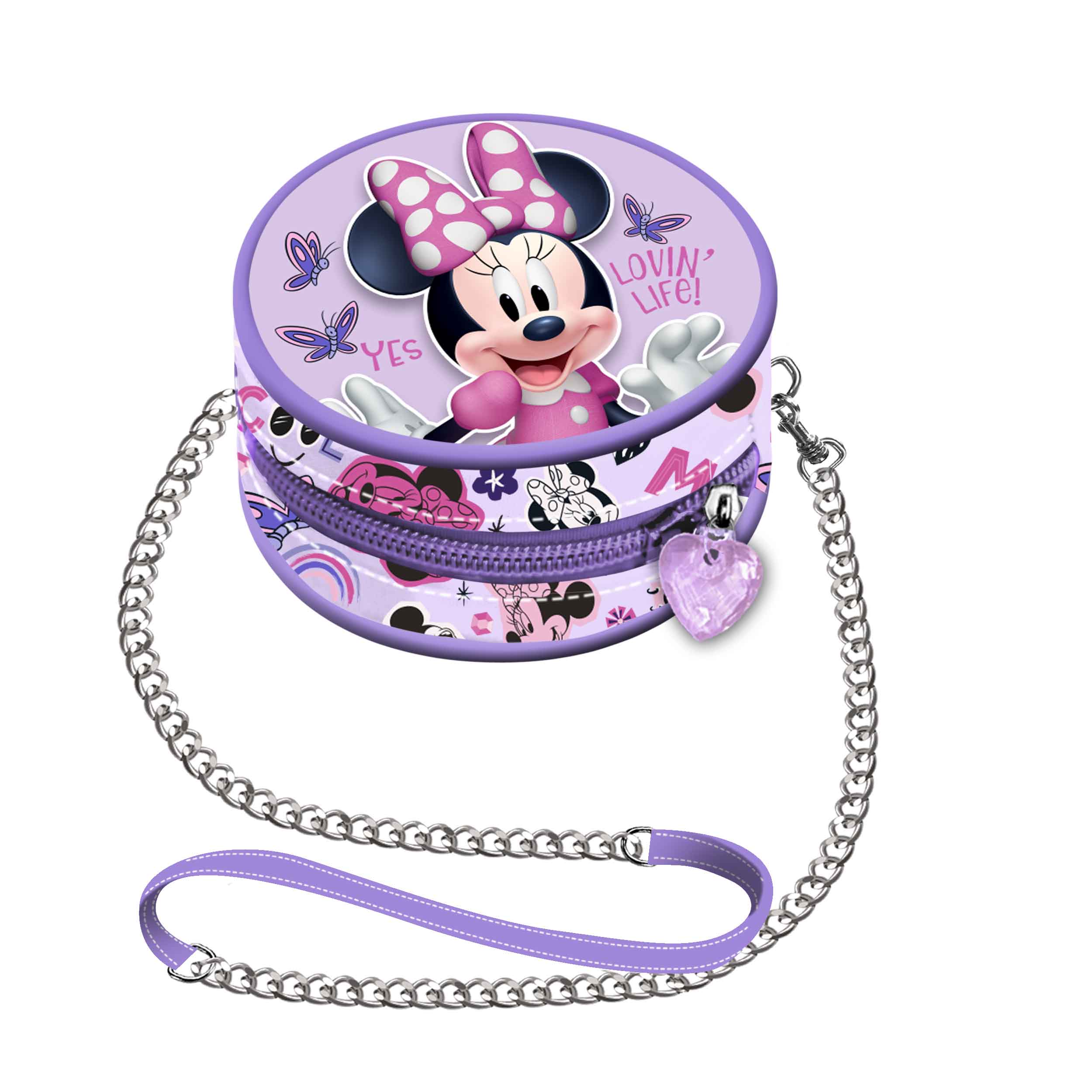 Mini Round Chain Bag Minnie Mouse Butterflies