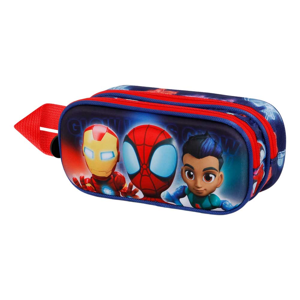 3D Double Pencil Case Spiderman Glow
