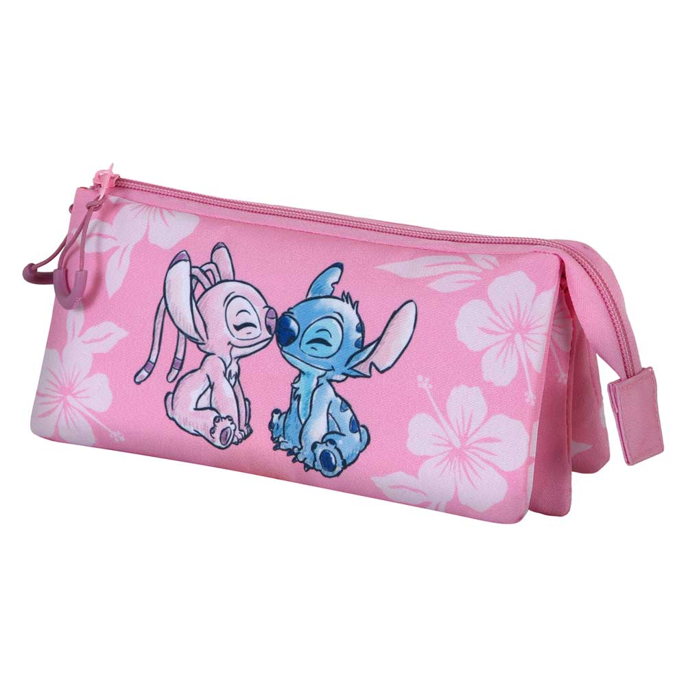 Estuche Portatodo Triple Lilo y Stitch Pink