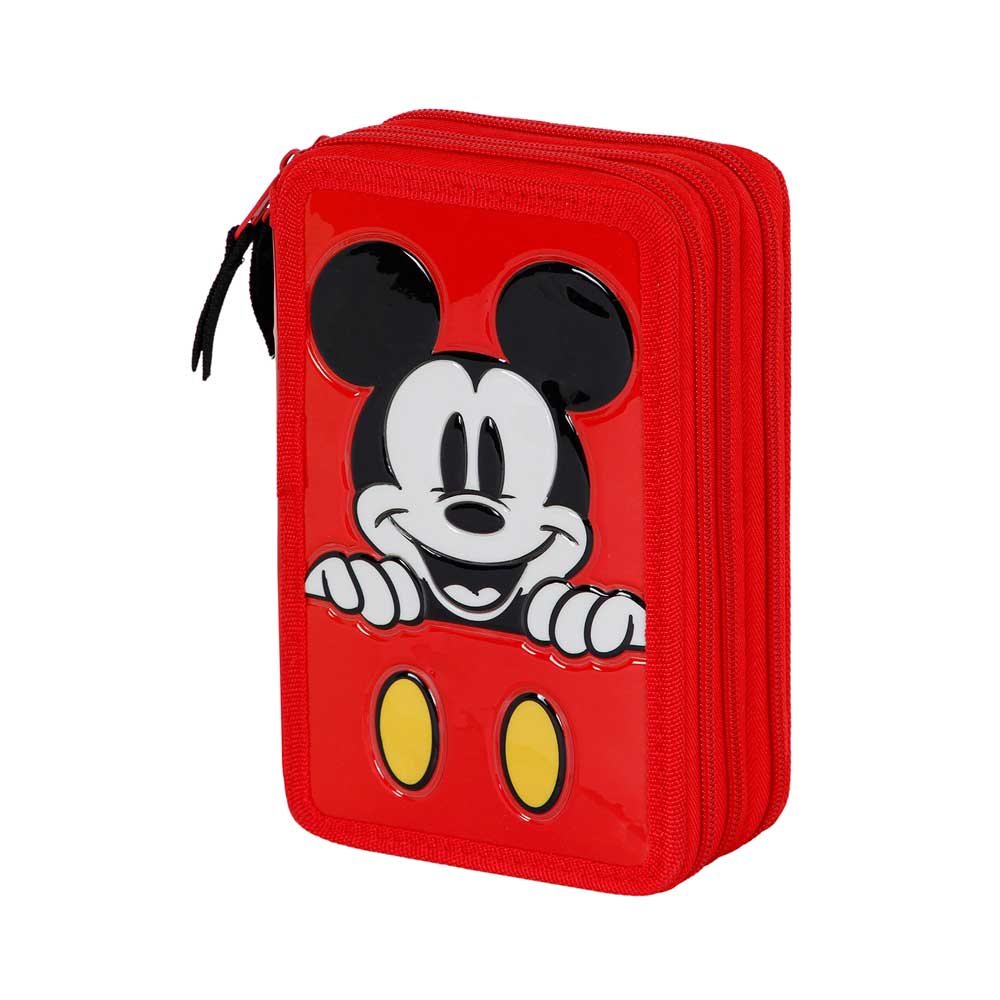 Triple Filled Pencil Case Mickey Mouse Red