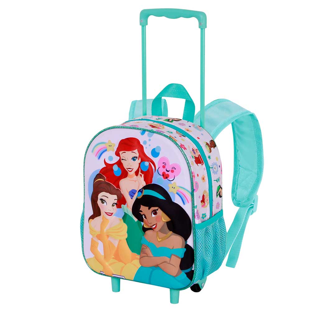 Small 3D Backpack with Wheels Disney Princess Rainbows