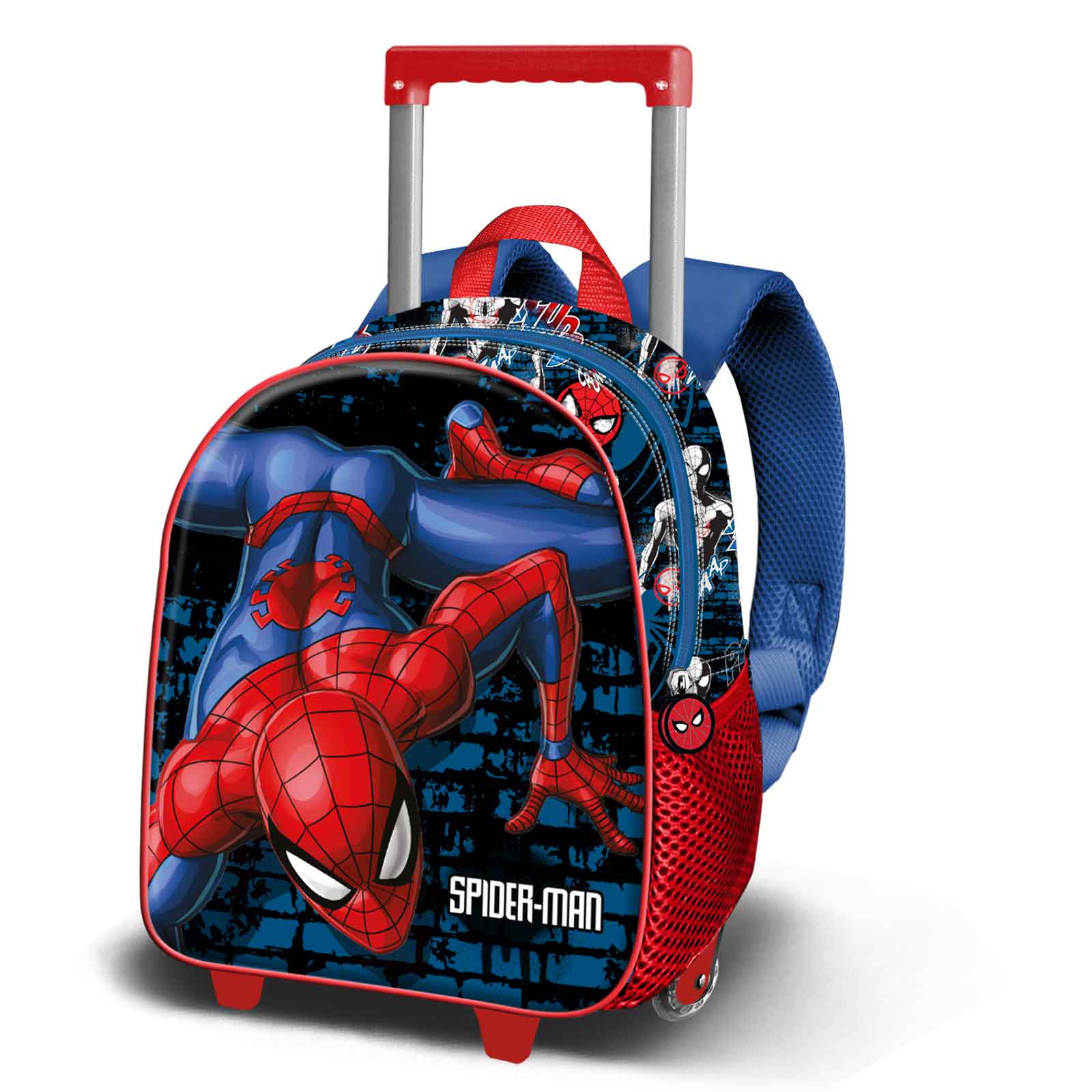 Small 3D Backpack with Wheels Spiderman Wall