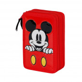 Triple Filled Pencil Case Mickey Mouse Red